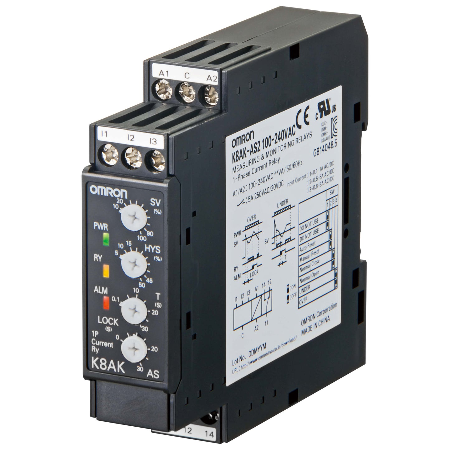 Omron 1-ph Current Monitoring Relay K8AK-AS