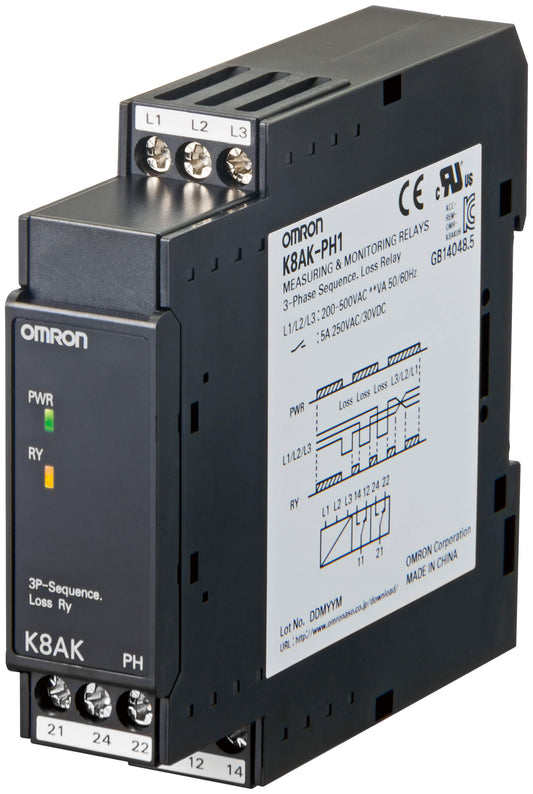 Omron 3-ph Phase Sequence and Phase Loss Relay K8AK-PH1