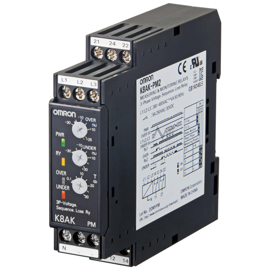 Omron Over & Under voltage plus Phase sequence/loss Relay K8AK-PM2