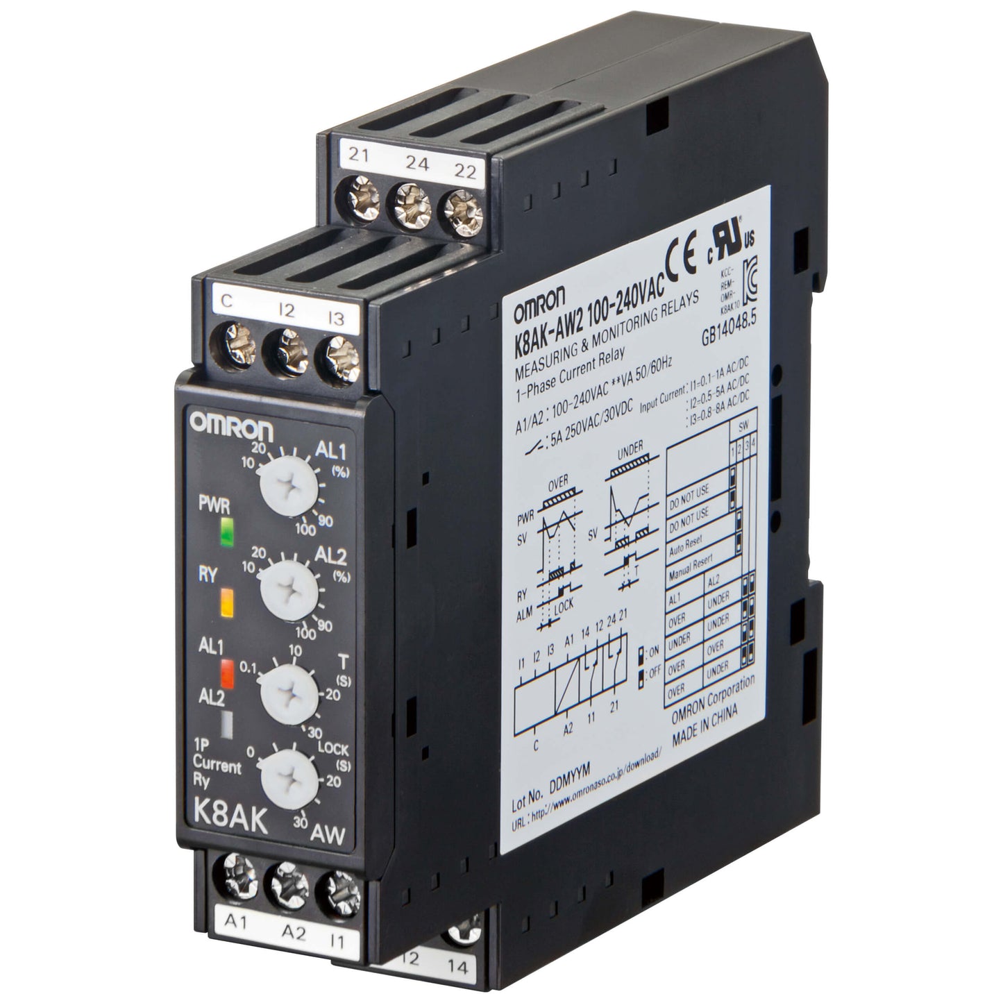 Omron 1-ph Overcurrent & Undercurrent Relay K8AK-AW